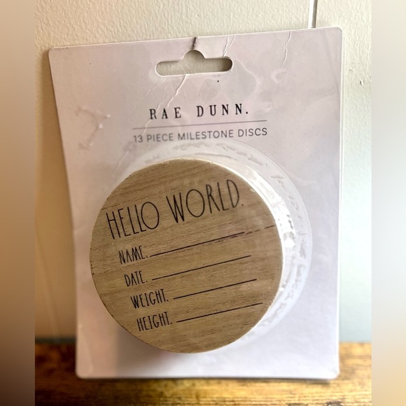 Rae Dunn 13 Piece Baby Milestone Discs Hello World,  Months 1 - One Year Old NIB - Picture 1 of 3